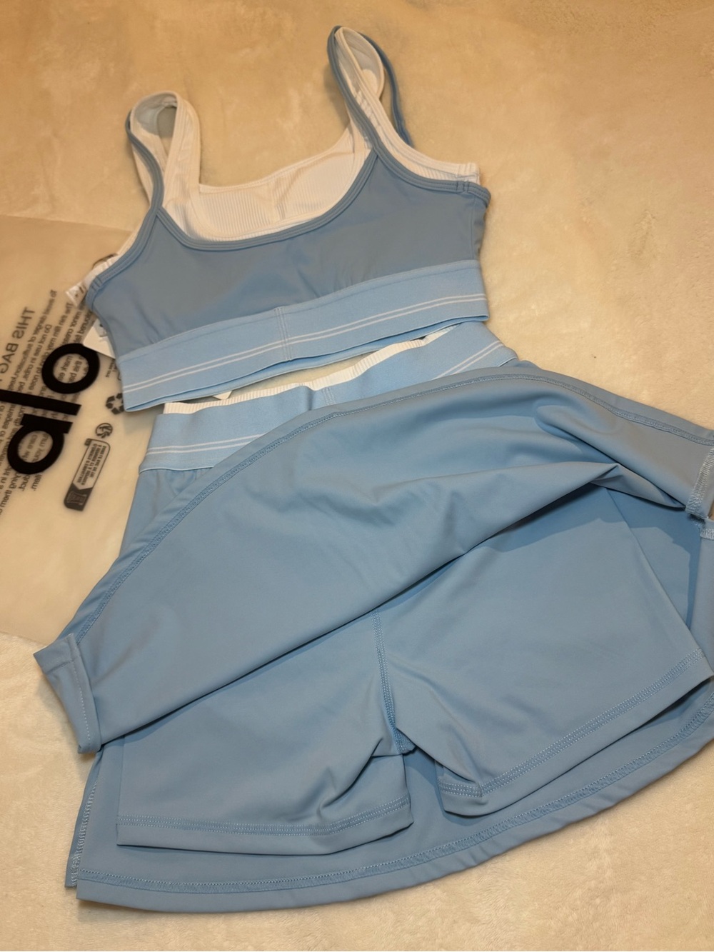 ALO Yoga Light Blue Two-Piece Active Skirt Set - Picture 3 of 3